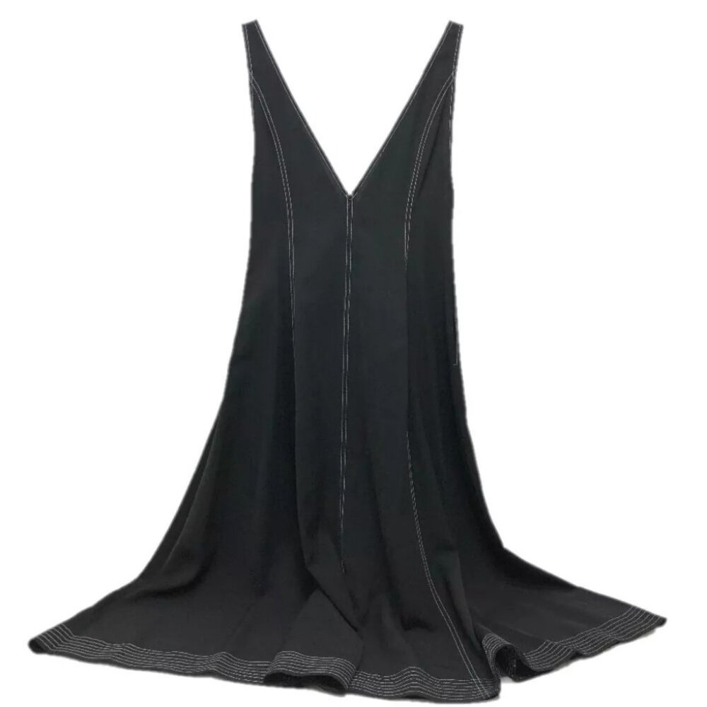 LE CIEL BLEU Sleeveless White stitching Dress polyester Black/White